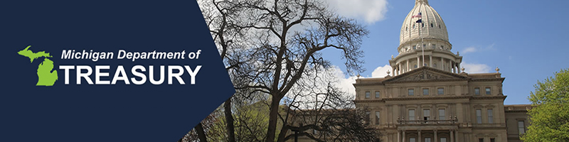 Michigan Department of Treasury banner featuring the State Capitol
